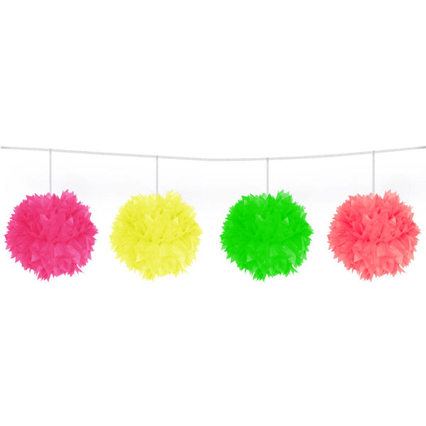 Colourful Neon Pompom Garland - 3 m