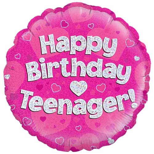 Happy Birthday Teenager Pink Holographic - 18