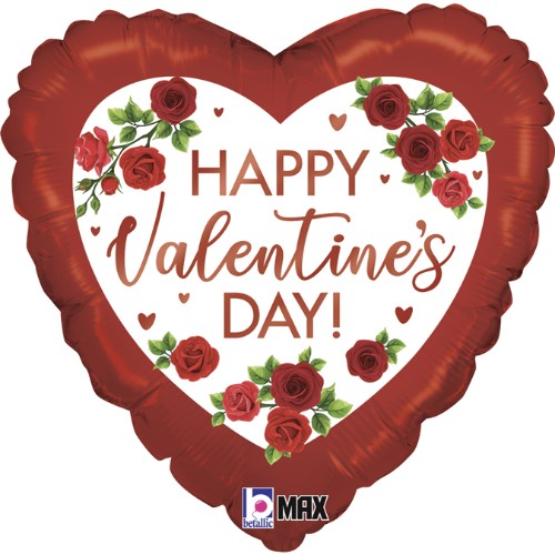 Happy Valentine's Day Satin Roses Foil Balloon