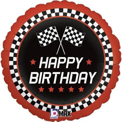Checkered Flag Happy Birthday Foil Balloon