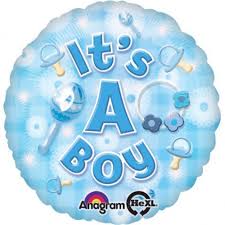 Balloon-It's a boy blue with rattles