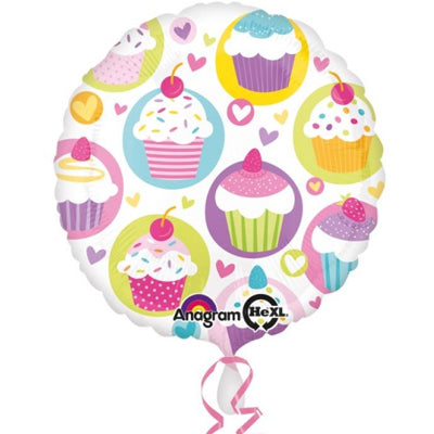 Balloon-White with Cupcakes