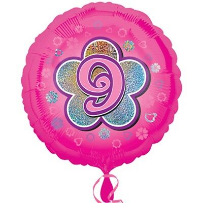 Balloon-Pink foil with 9 in silver flower