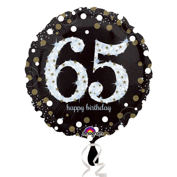 Balloon-Holographic 65 Black and Silver