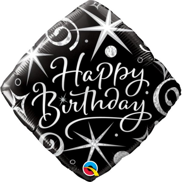 "Happy Birthday" Black and Silver Foil Balloon