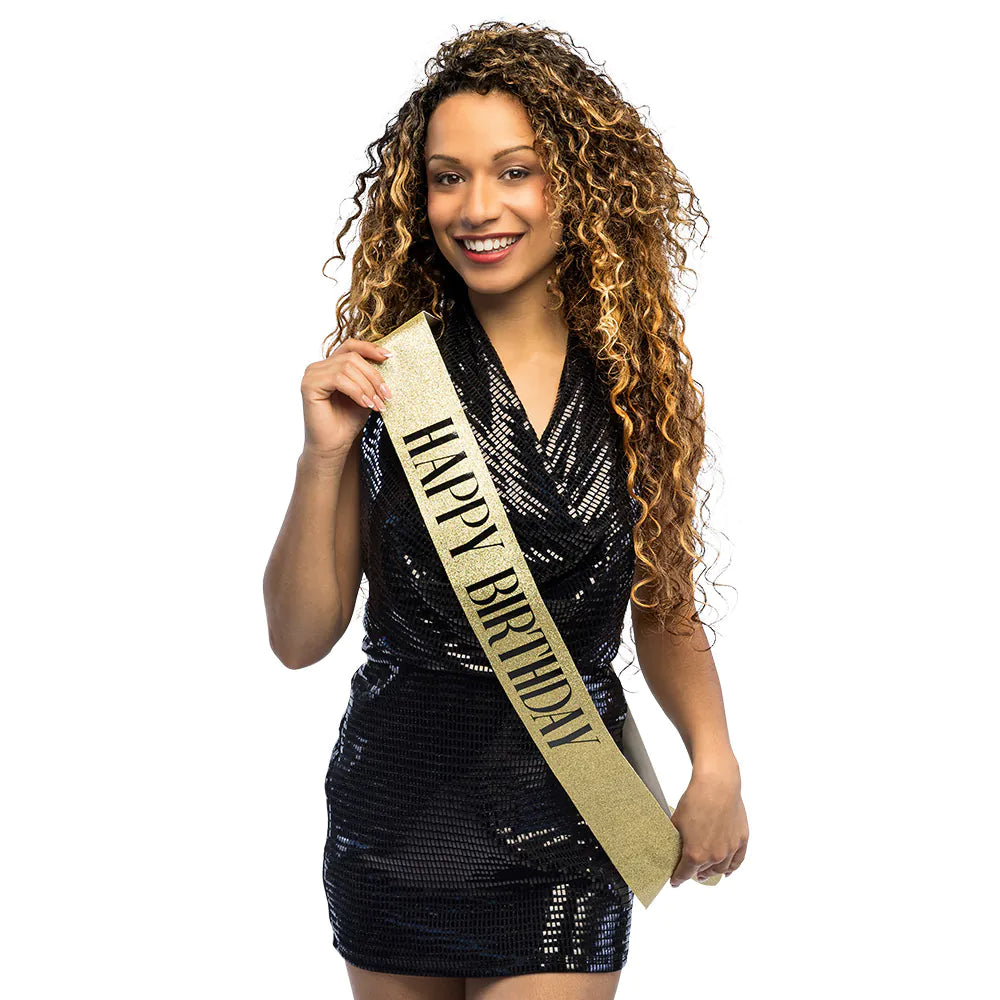 Sash 'Happy Birthday' gold