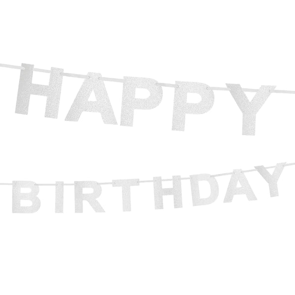 Banner 'Happy Birthday' silver