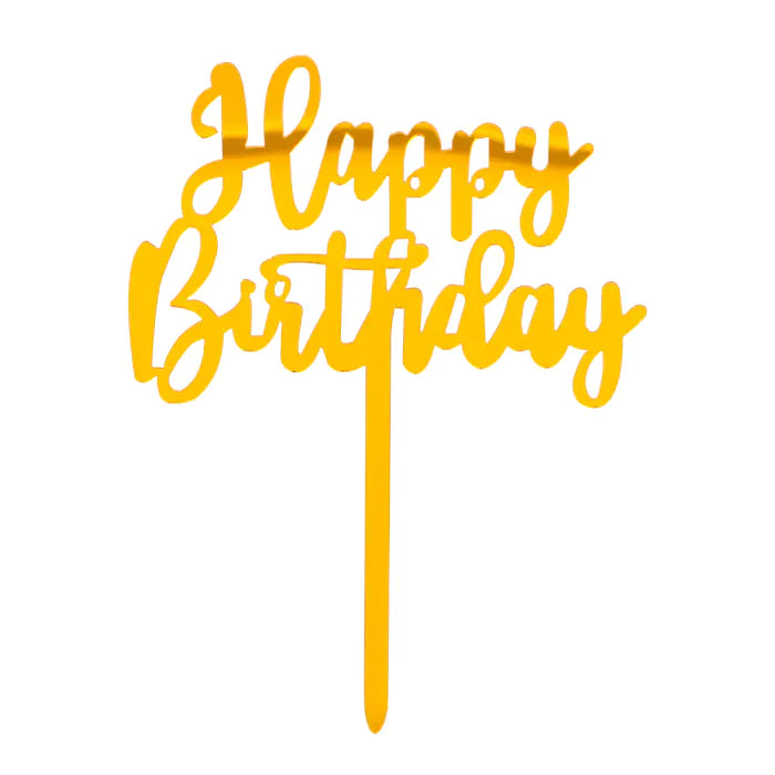 Cake topper 'Happy Birthday' gold