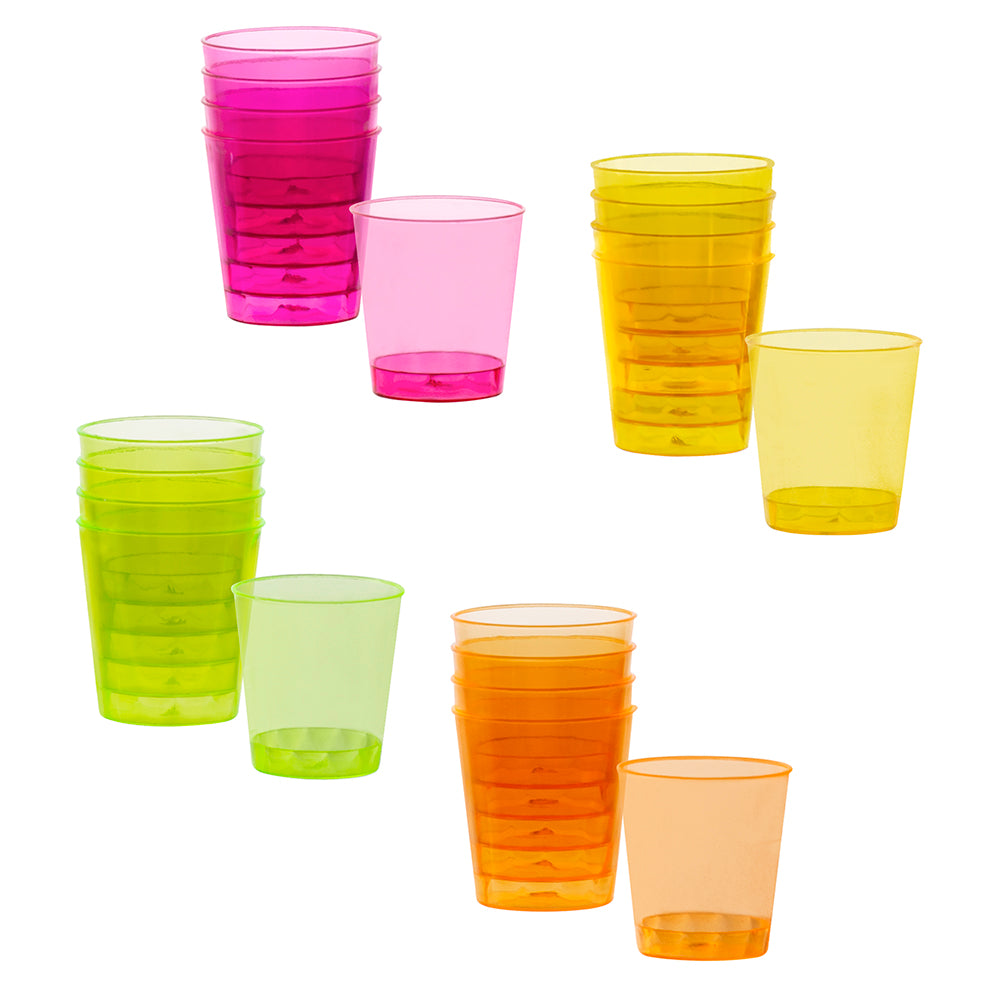 Plastic shot glasses 4 neon colours