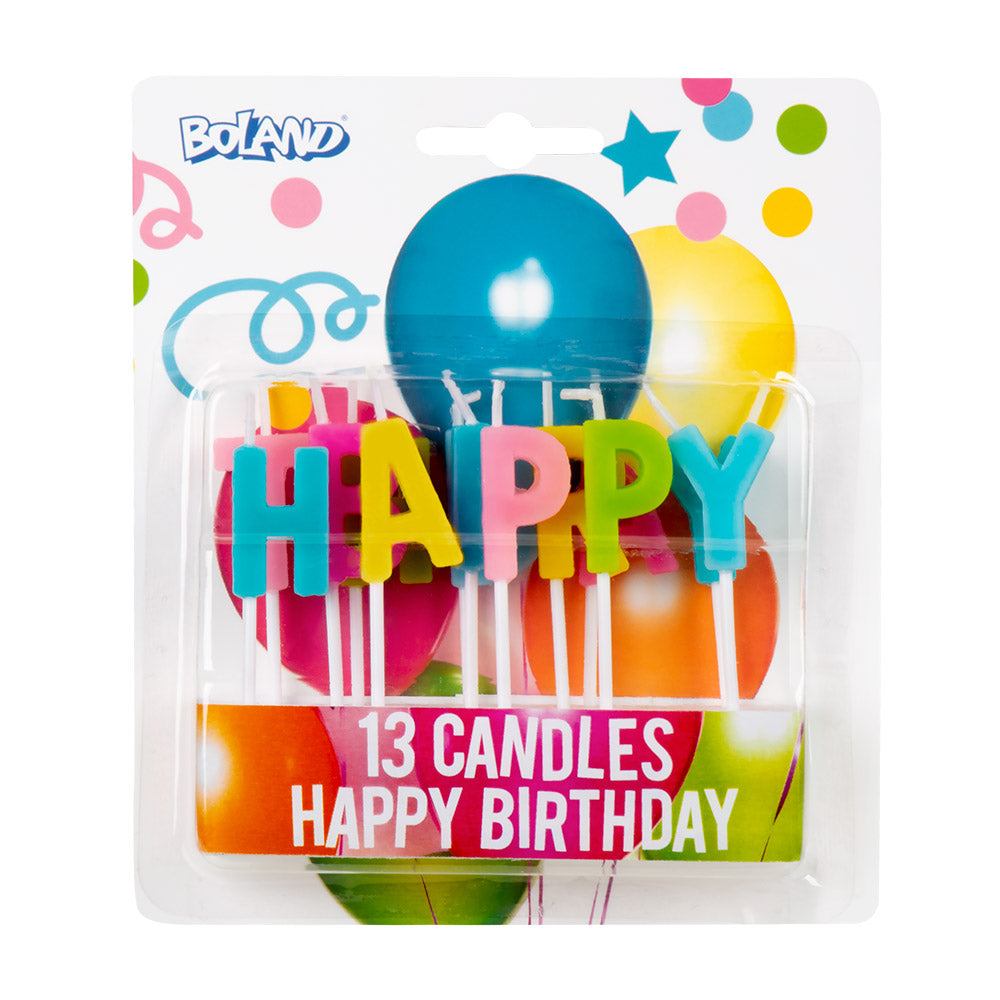 multiclor 13 Candles 'Happy Birthday' on stick