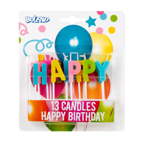 multiclor 13 Candles 'Happy Birthday' on stick