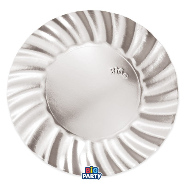 Plates cm.30 Wavy Silver Metal