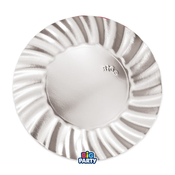Plates cm.25 Wavy Silver Metal