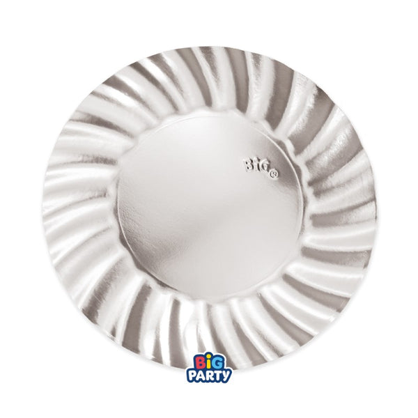 Plates cm.20 Wavy Silver Metal