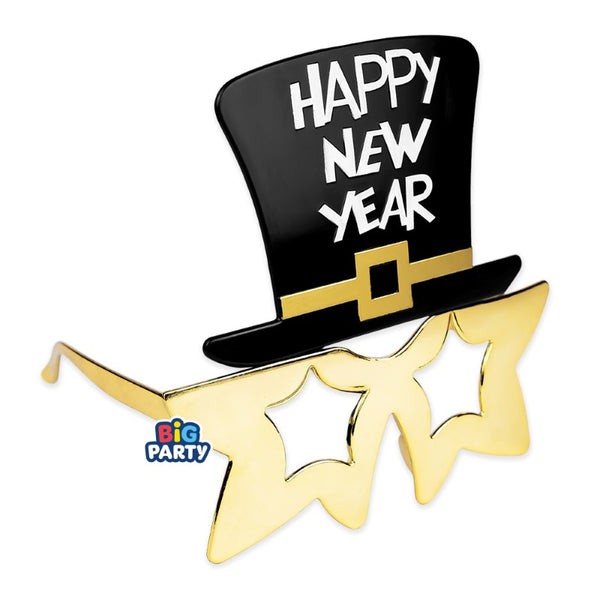 Happy New Year Star & Hat Plastic Glasses