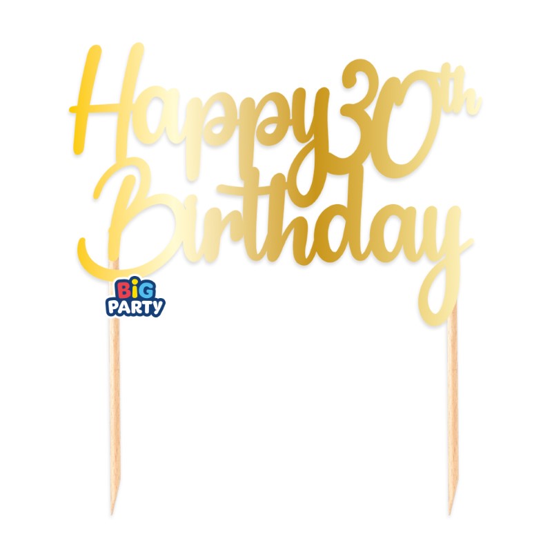 Cake Topper Italic Happy 30th Birthday