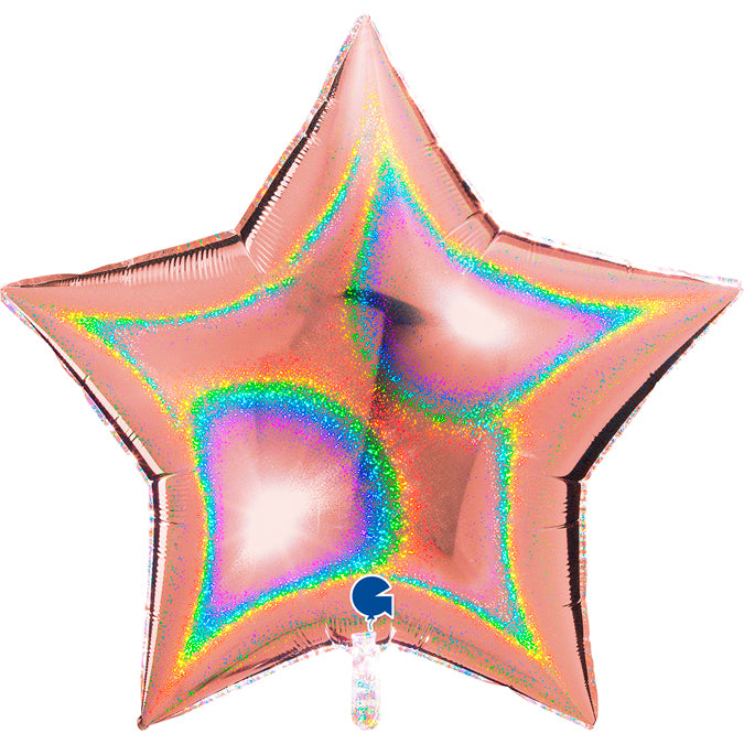 Holographic Rose Gold star foil Balloon