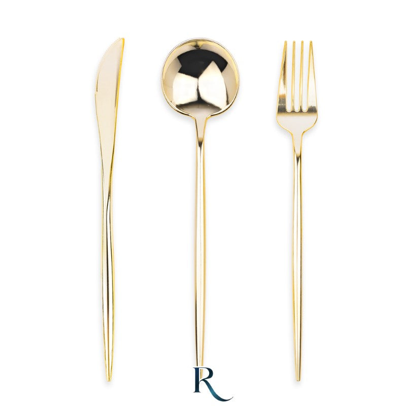 Set of 18 Reusable Cutlery Modern Gold