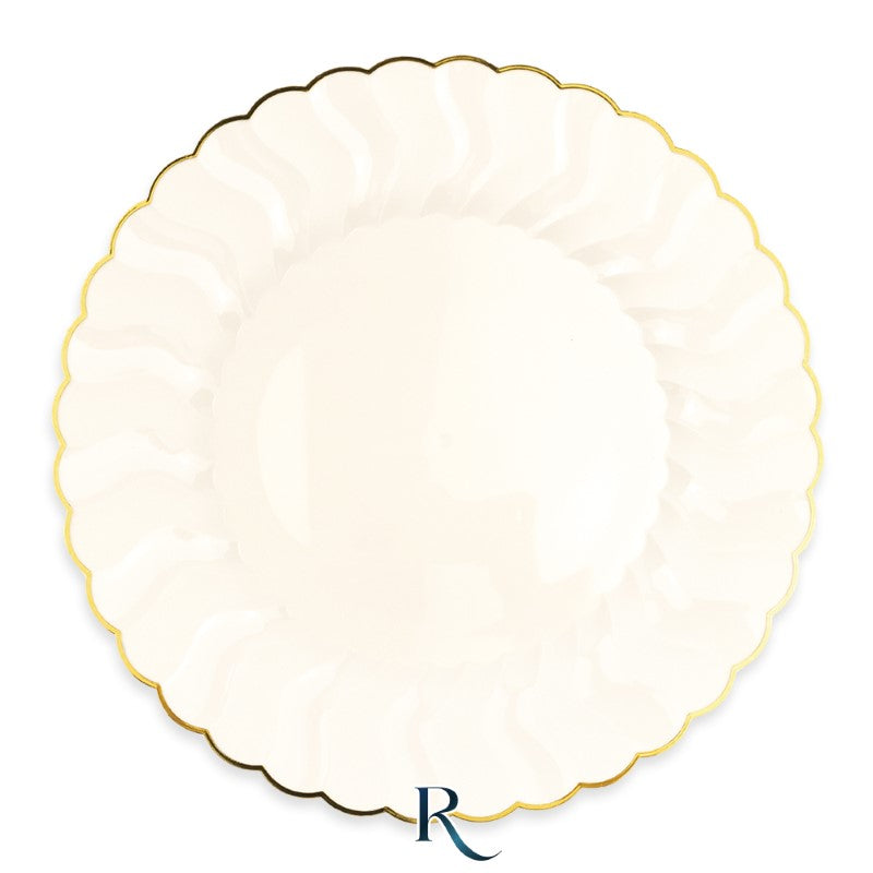Reusable Plates cm.26 Shell Ivory Gold