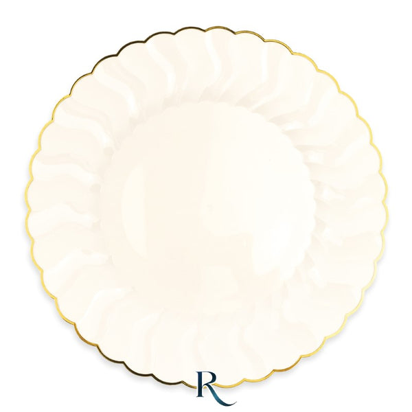 Reusable Plates cm.26 Shell Ivory Gold