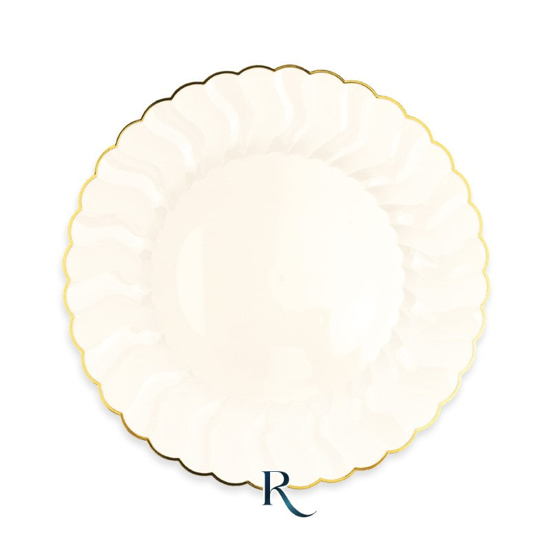 Reusable Plates cm.23 Shell Ivory Gold