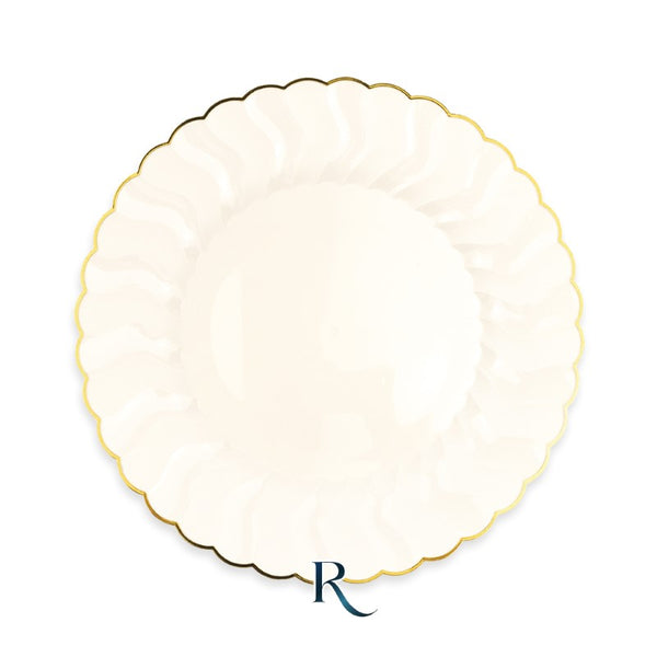 Reusable Plates cm.23 Shell Ivory Gold