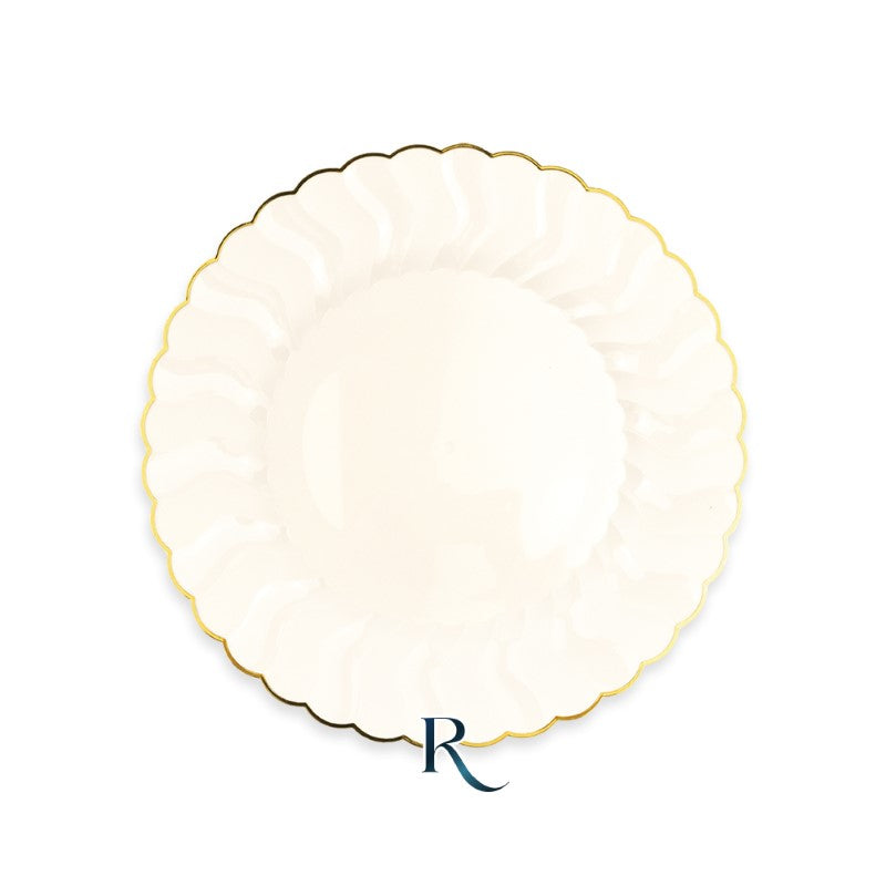 Reusable Plates cm.19 Shell Ivory Gold