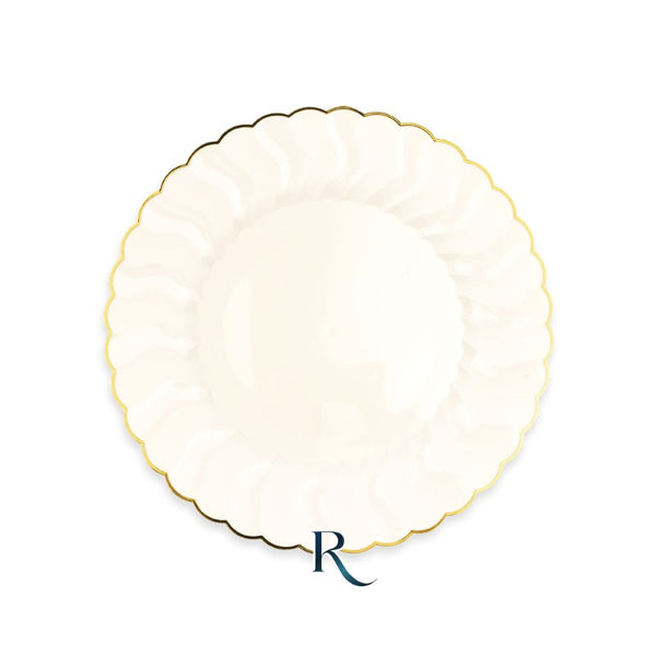 Reusable Plates cm.19 Shell Ivory Gold