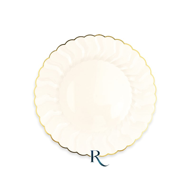 Reusable Deep Plates cm.18 Shell Ivory Gold