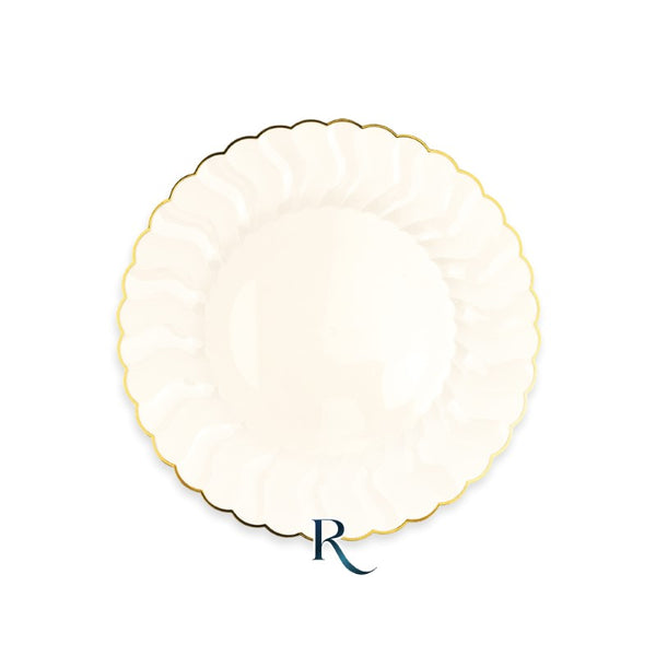 Reusable Deep Plates cm.18 Shell Ivory Gold