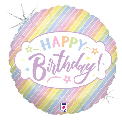 Happy Birthday Stripe Pastel