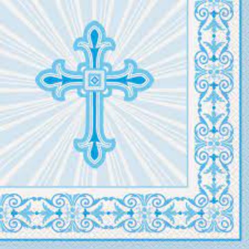 Blue Napkins with Cross - 18 per pack