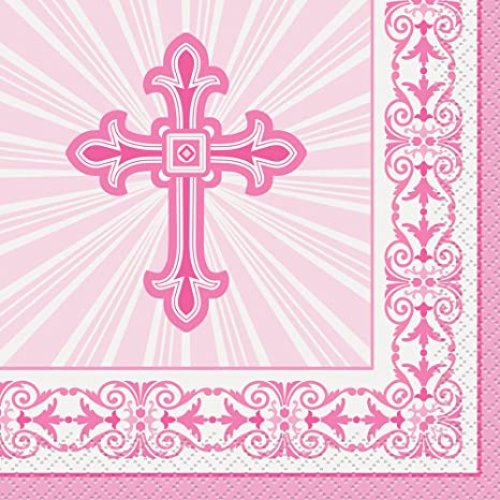 Pink Cross Napkins - 18 a pack