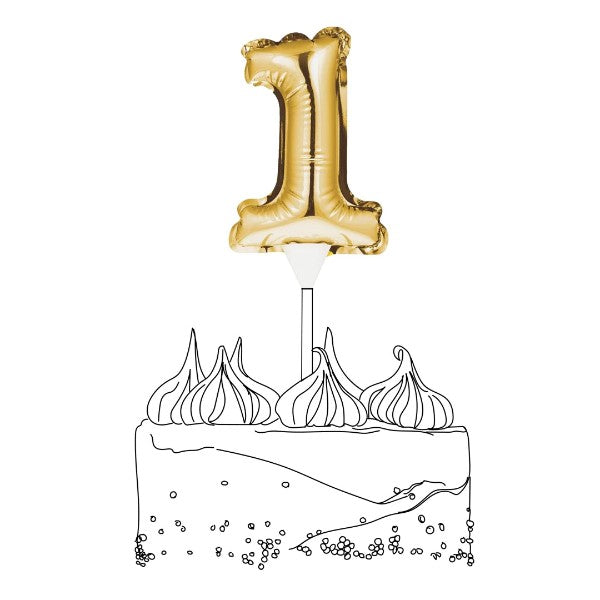 Number 1 Balloon Cake Topper Gold