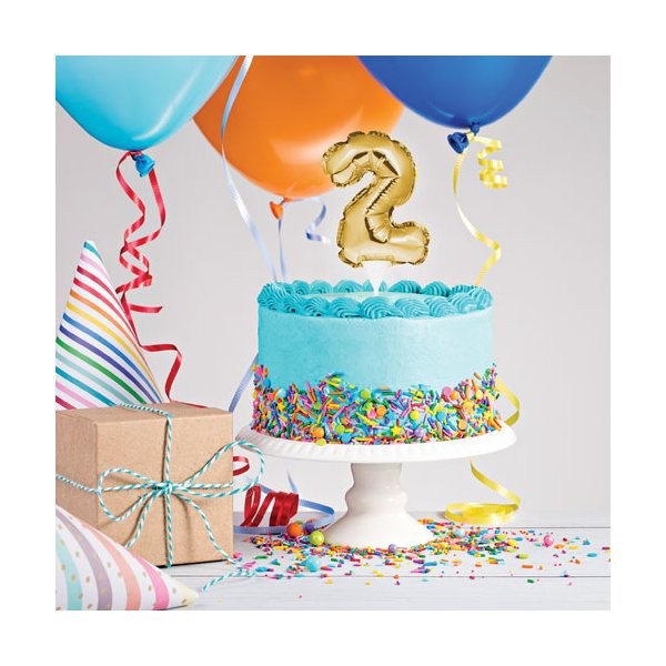 Number 2 Balloon Cake Topper Gold