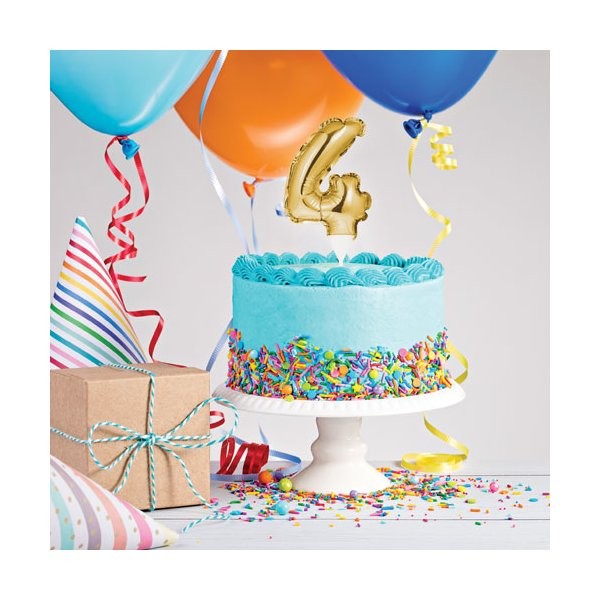 Number 4 Balloon Cake Topper Gold