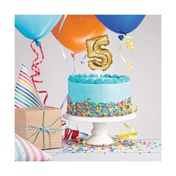 Number 5 Balloon Cake Topper Gold