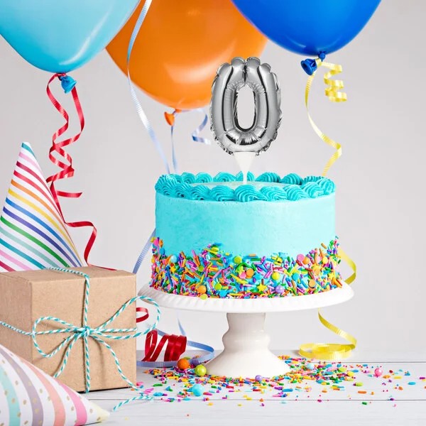 Number 0 Balloon Cake Topper Silver