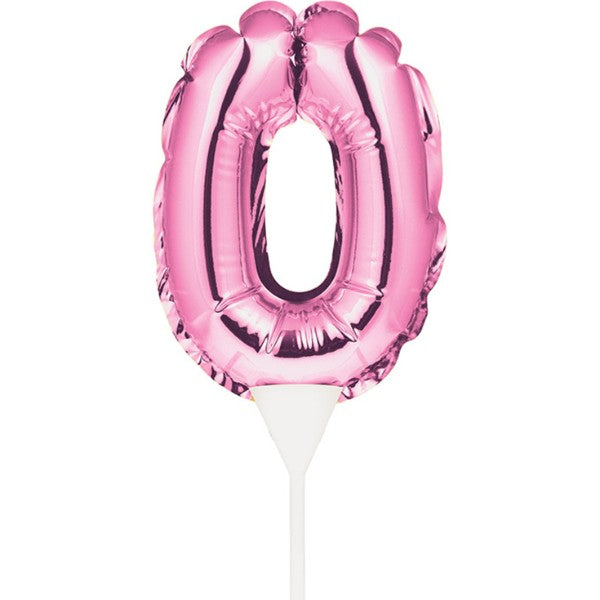 Number 0 Balloon Cake Topper Pink