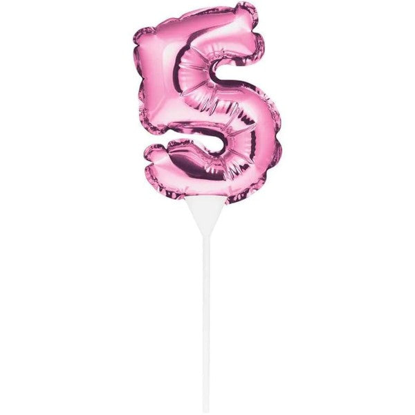 Number 5 Balloon Cake Topper Pink