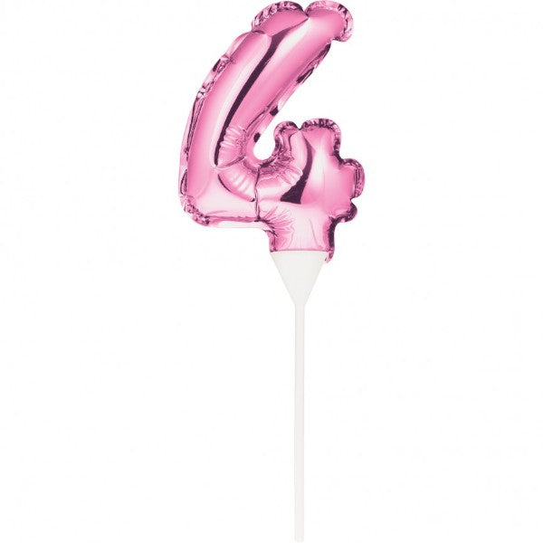 Number 4 Balloon Cake Topper Pink