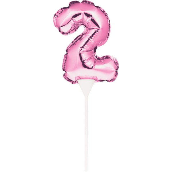 Number 2 Balloon Cake Topper Pink