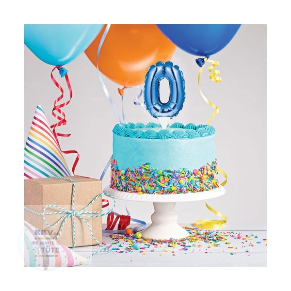 Number 0 Balloon Cake Topper Blue