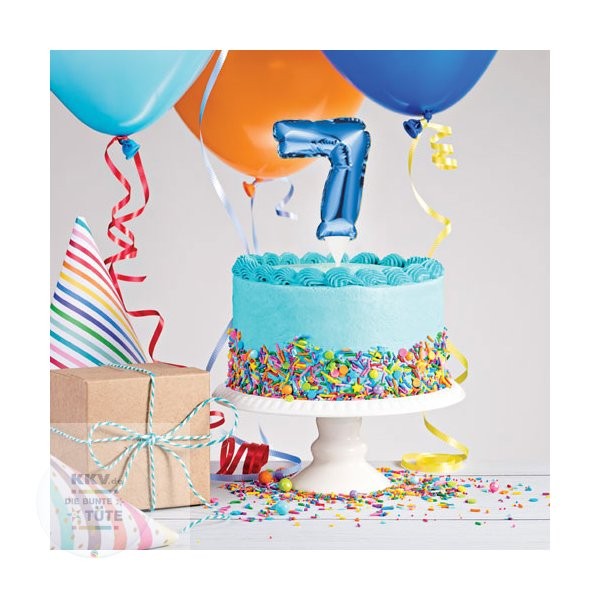 Number 7 Balloon Cake Topper Blue