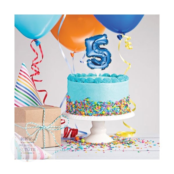 Number 5 Balloon Cake Topper Blue
