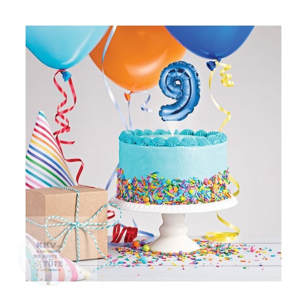 Number 9 Balloon Cake Topper Blue