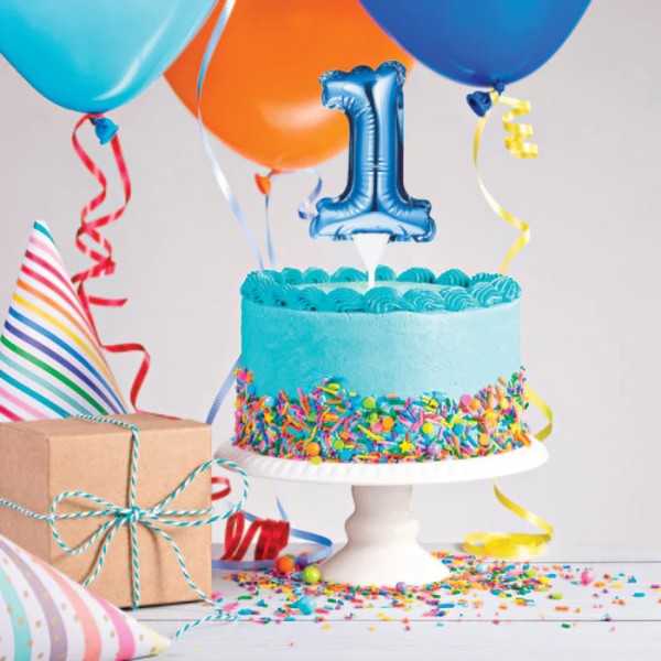 Number 1 Balloon Cake Topper Blue