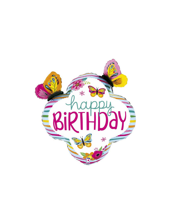 "Happy Birthday" With Butterflys Foil Balloon