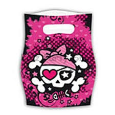 Pink Pirate Plastic Loot Bags