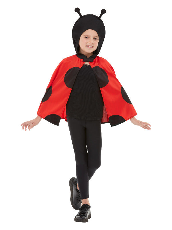 Ladybird Hooded Cape, Black & Red - ml